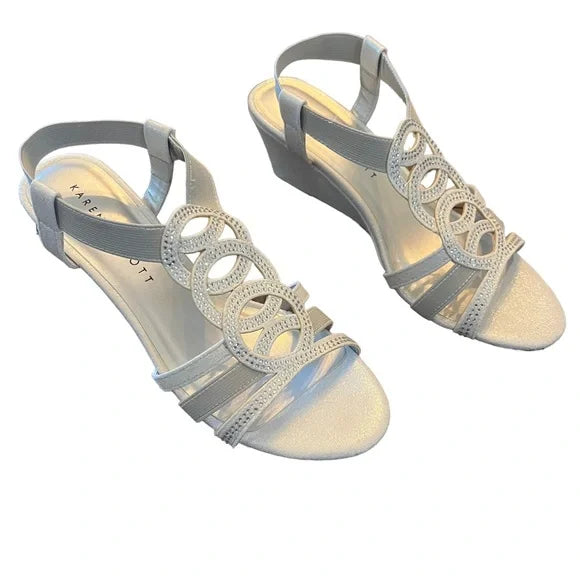 Karen Scott Women's Denice Wedge Sandals  Color Silver Size 6.5M