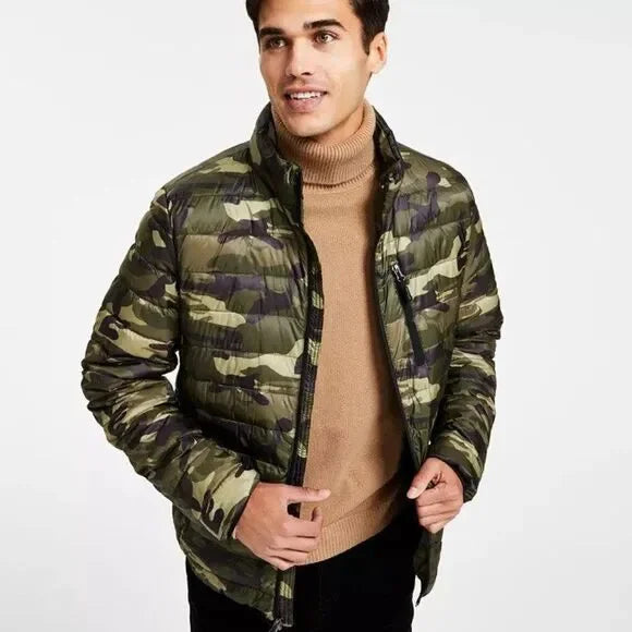 Club Room Men's Quilted Packable Puffer Jacket  Camouflage Size 2XL