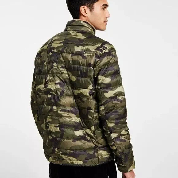 Club Room Men's Quilted Packable Puffer Jacket  Camouflage Size 2XL