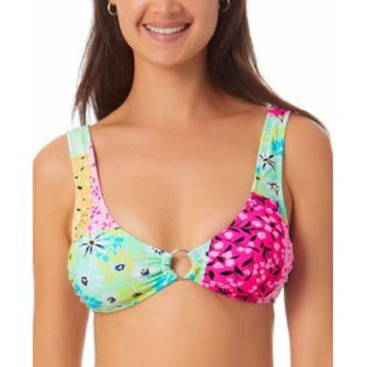 California Waves Juniors Printed Bralette Bikini Top  Color Green Print Size M