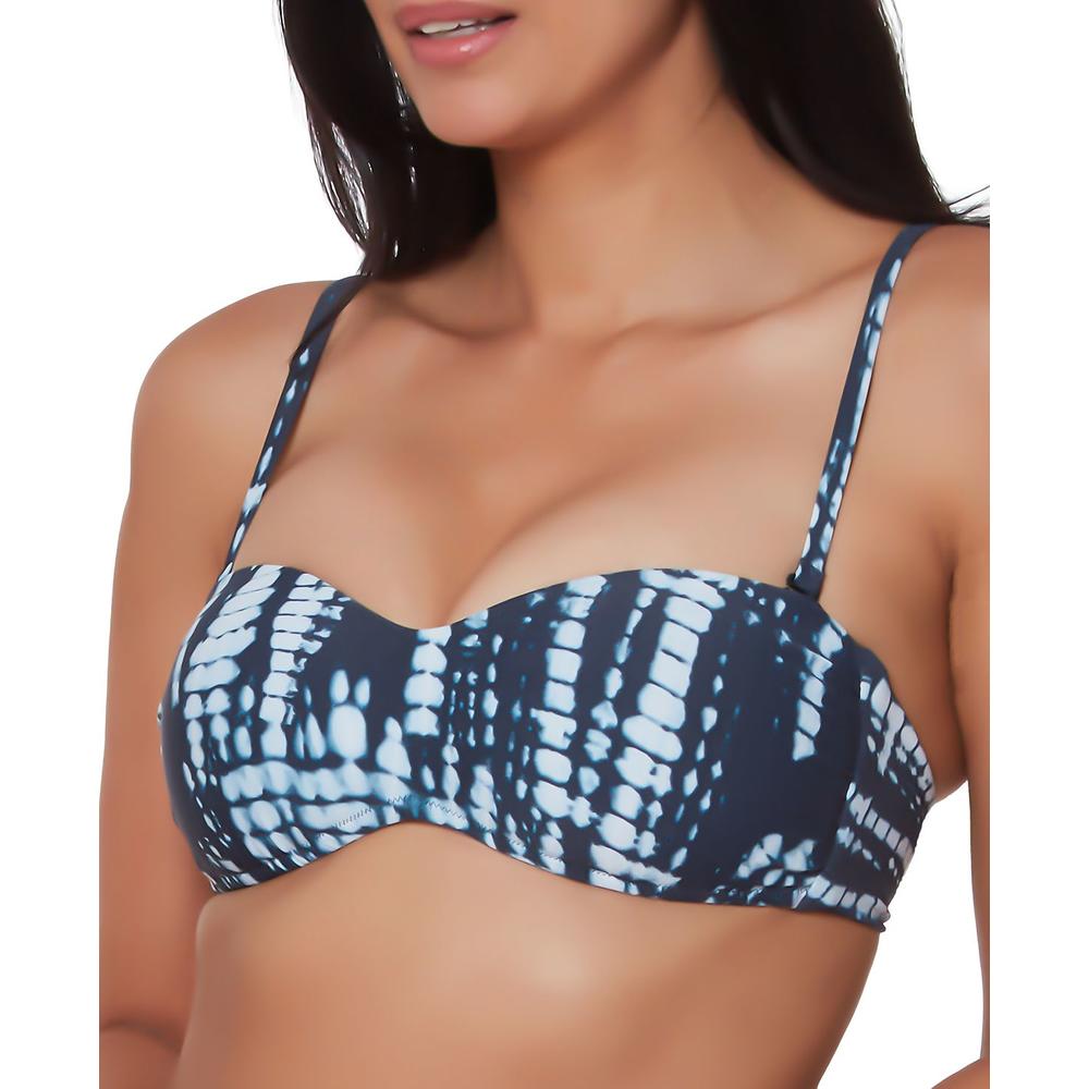 Bar III Tie Dye For Printed Bandeau Bikini Top  Color Ink Well Size XS