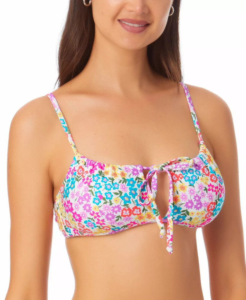 California Waves Juniors Printed Keyhole Bikini Top  Multicolor Size XL
