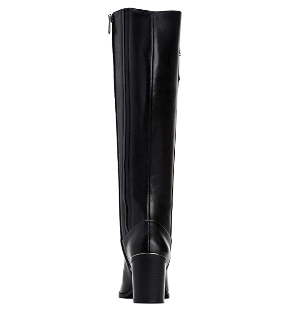 Alfani Nellie Leather Closed Toe Knee High Riding Boots  Black Leather Size 10