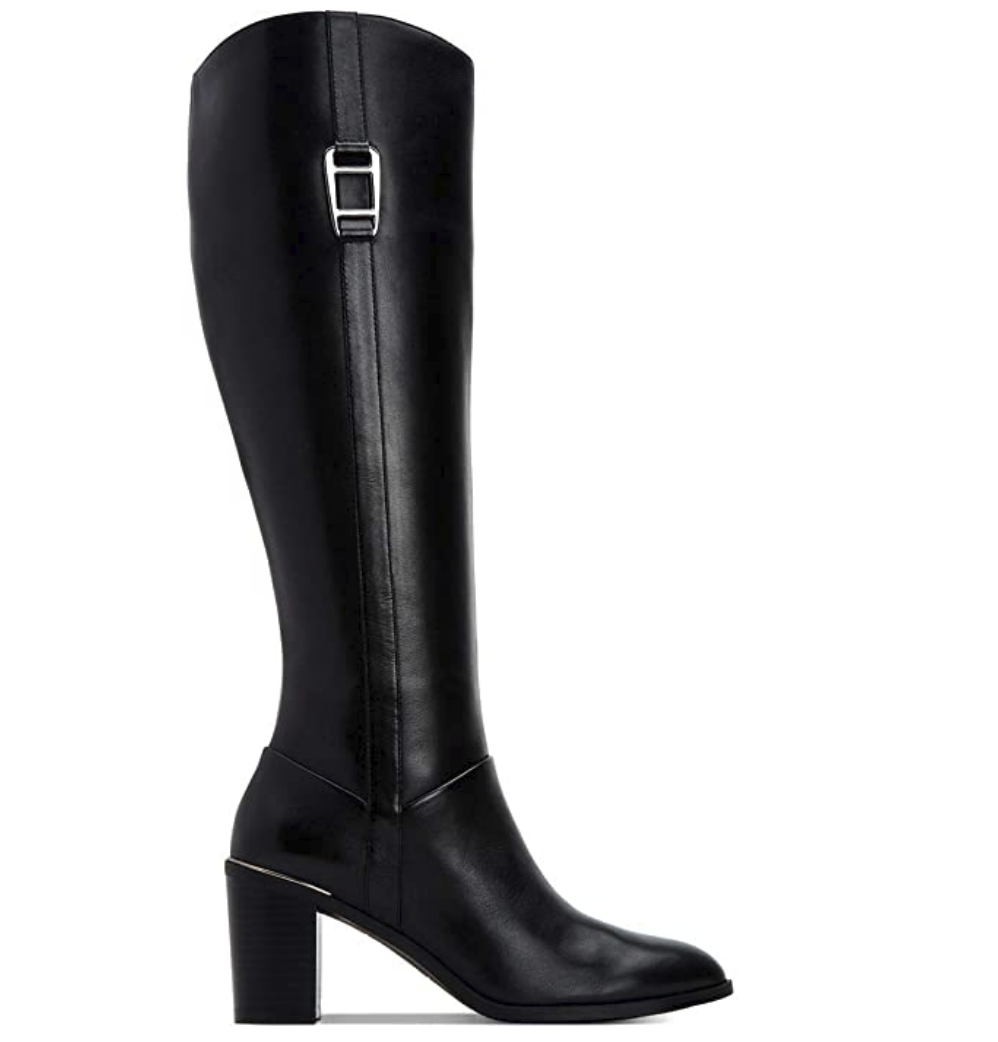 Alfani Nellie Leather Closed Toe Knee High Riding Boots  Black Leather Size 10