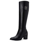Alfani Nellie Leather Closed Toe Knee High Riding Boots  Black Leather Size 10