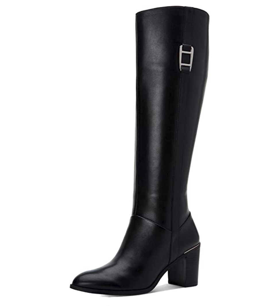 Alfani Nellie Leather Closed Toe Knee High Riding Boots  Black Leather Size 10