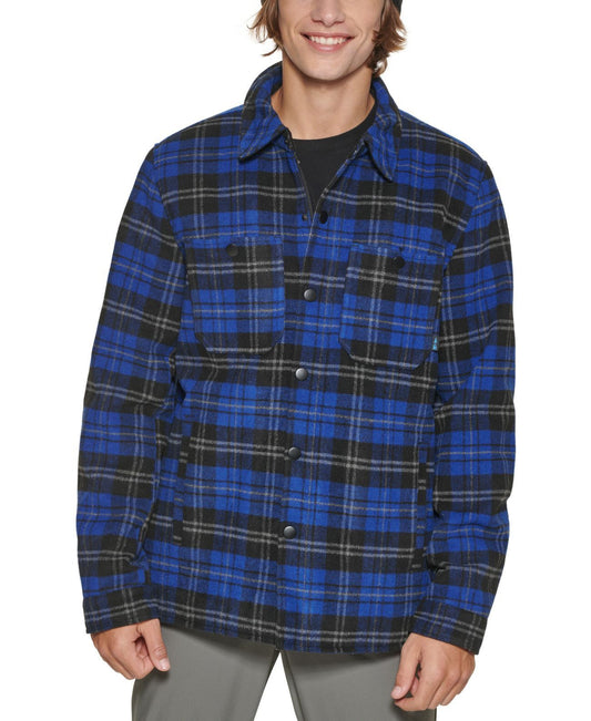 BASS OUTDOOR Men's Mission Plaid Field Jacket  Color Blue/Black Size XL