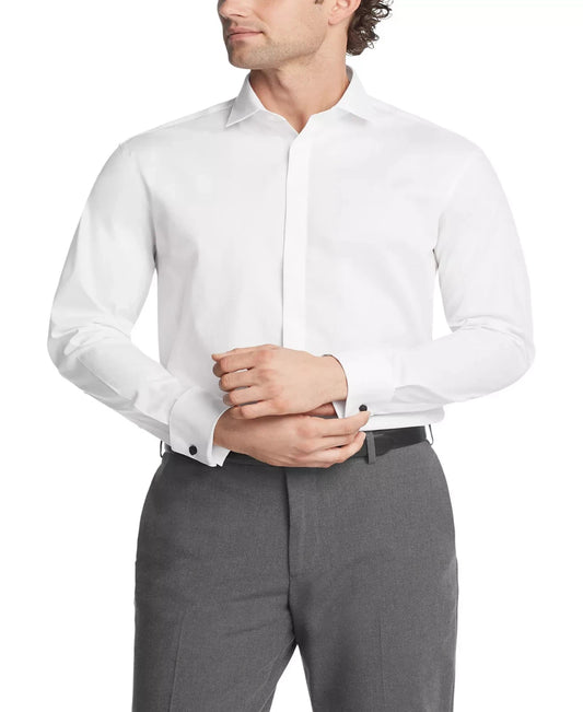 Calvin Klein Men's Regular-Fit Stretch Dress Shirt  White Size L 16 32/33