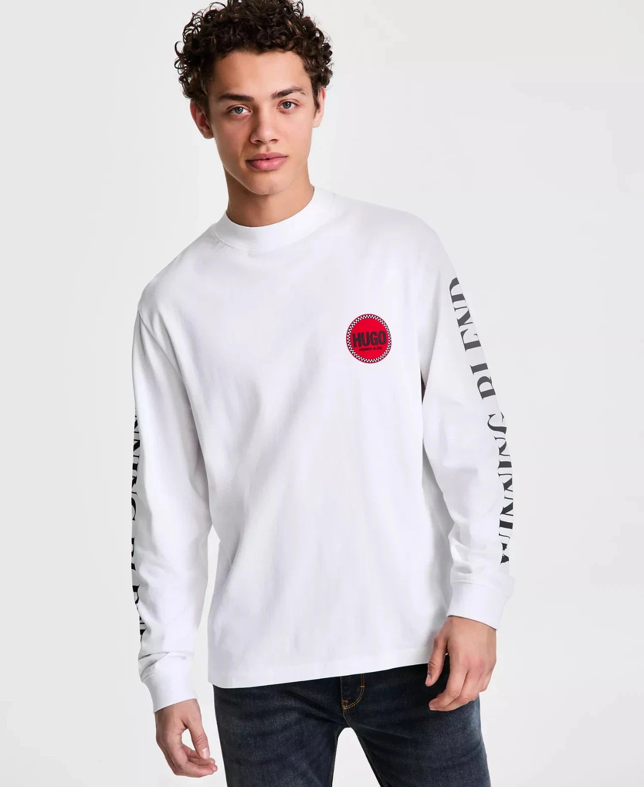 Hugo Boss Men's Dicruse Relaxed Fit Long Sleeve T-Shirt  White Size 2XL