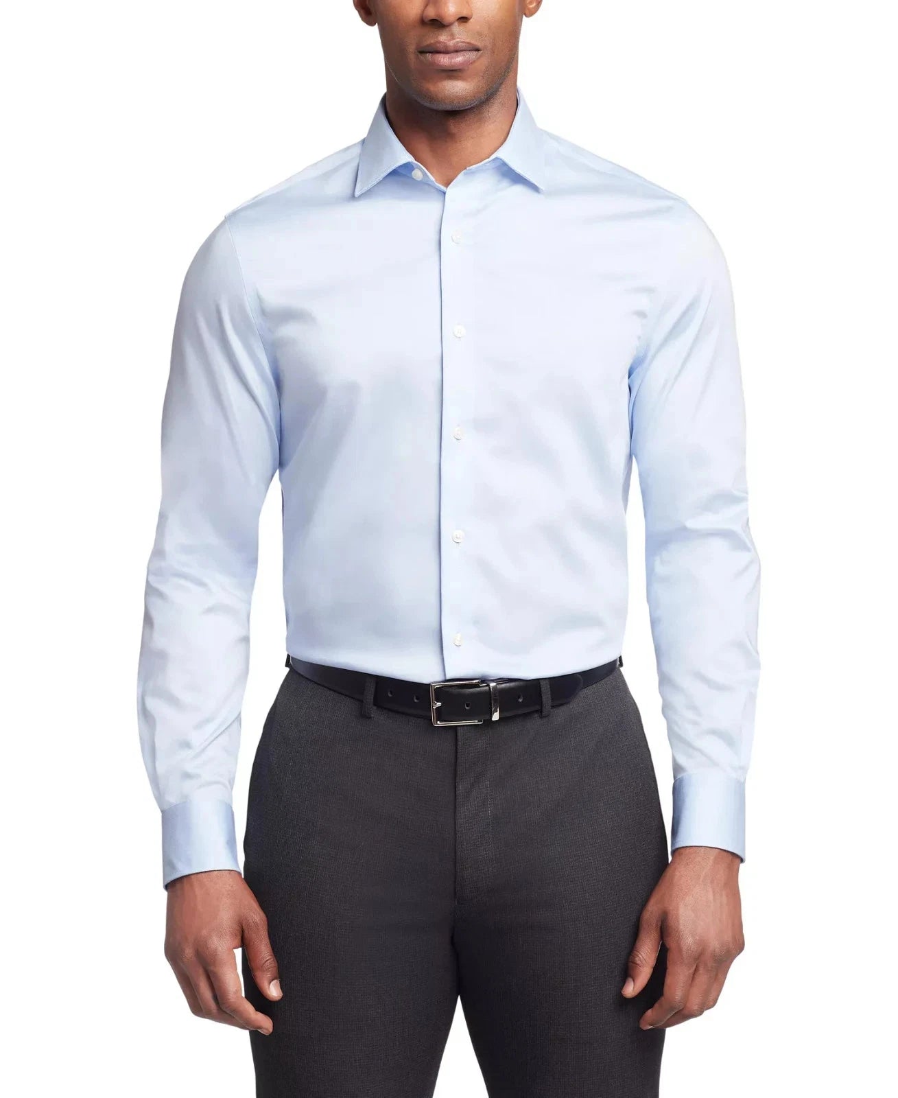 Tommy Hilfiger Men's Slim-Fit Stretch Button Down Dress Shirt  Light Blue Size 2XL 18 34/35
