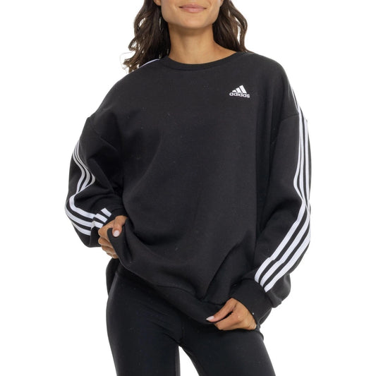 adidas Women's Plus Size 3-Stripes Fleece Sweatshirt  Black Size 2X
