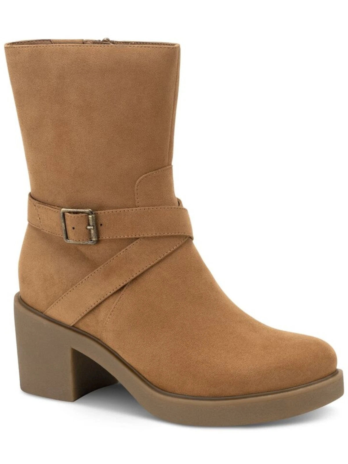 Style & Co Women's Bessiee Round Toe Block Heel Bootie  Brown Size 5.5