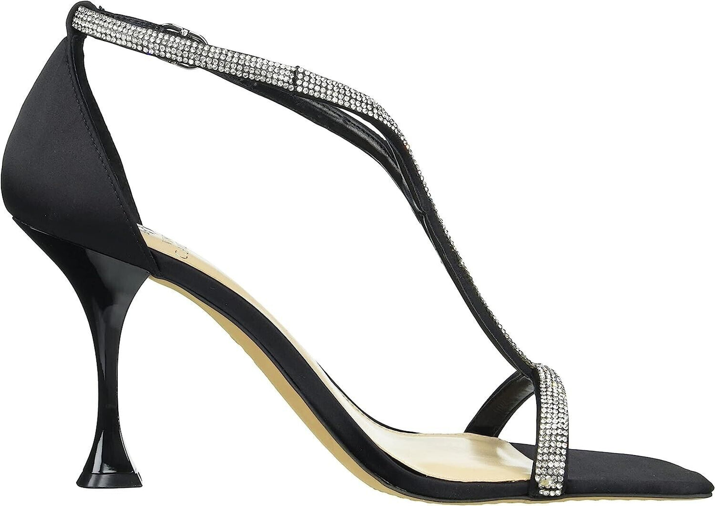 Vince Camuto Sorthand Heeled Dress Sandal   Color Black Satin Size 9.5M