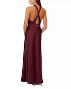 Liv Foster Knotted Satin Halter Gown  Color Bordeaux Size 12