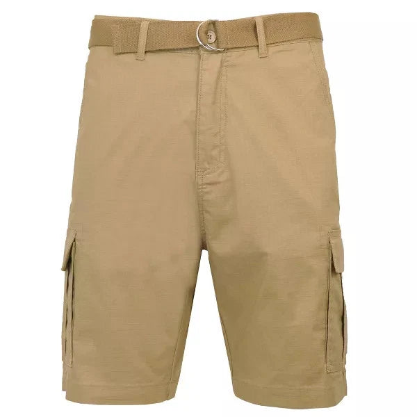GALAXY BY HARVIC Men's Rugged Trail Ripstop Cargo Shorts with Belt  Khaki Size 36