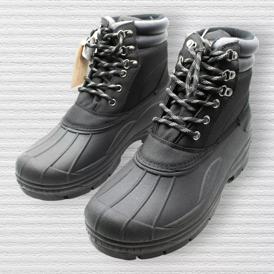 Weatherproof Vintage Men's Round Toe Platform Lace-up Duck Boots  Color Black Size 10M