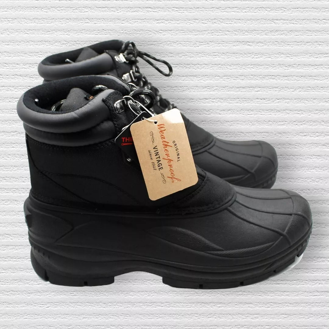 Weatherproof Vintage Men's Round Toe Platform Lace-up Duck Boots  Color Black Size 10M
