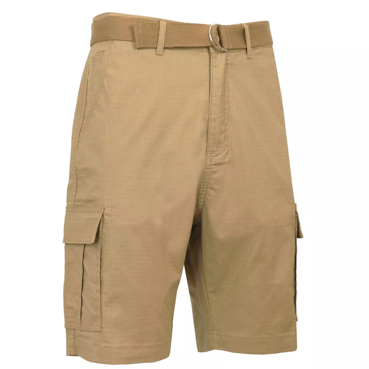 GALAXY BY HARVIC Men's Rugged Trail Ripstop Cargo Shorts with Belt  Khaki Size 36