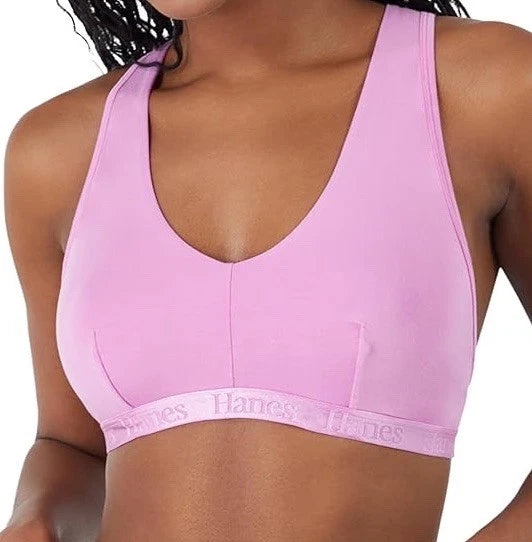 Hanes Women's 2-Pk. Ultima Super Soft Bralette  Black/Pink Size XL