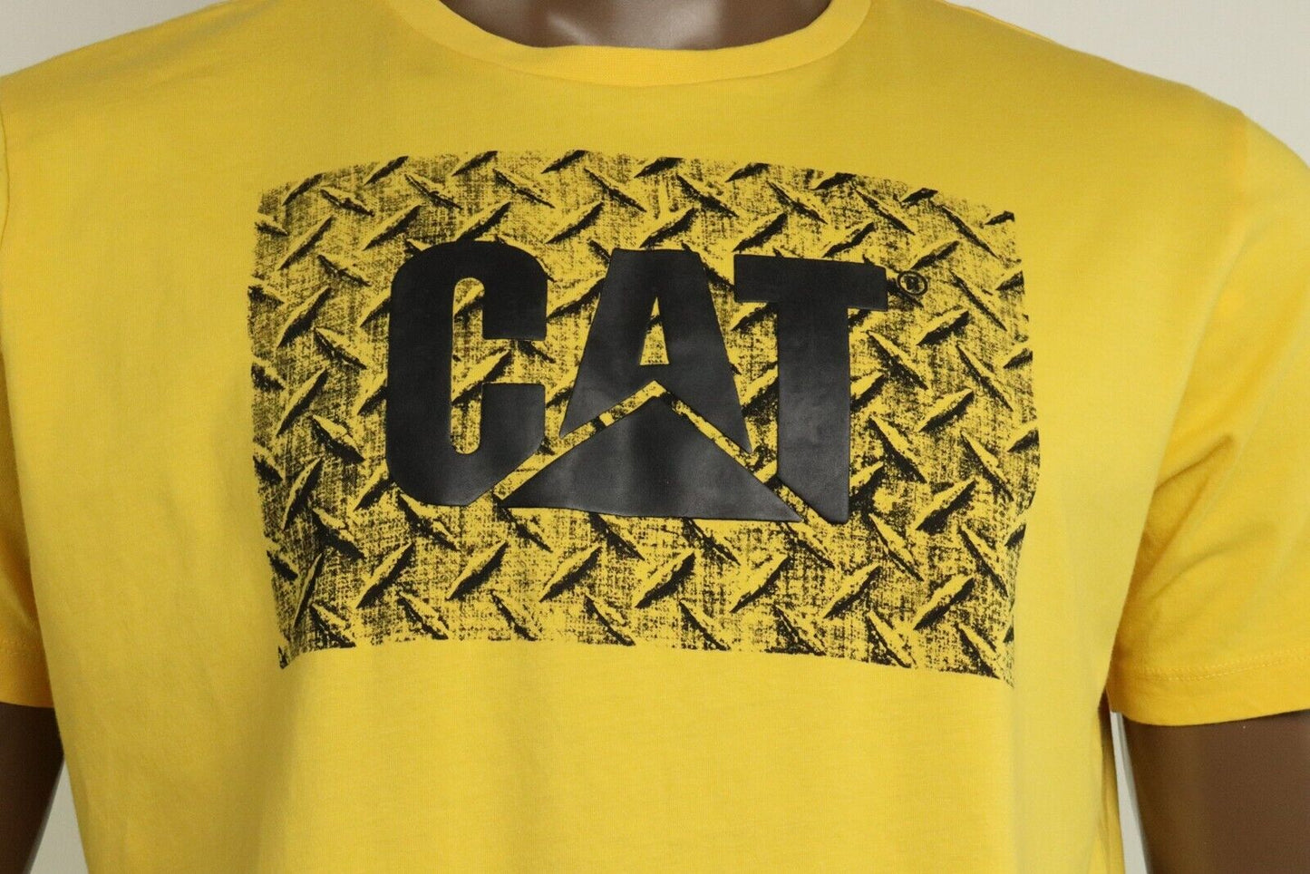Caterpillar Men's  CAT Logo Crew Neck Cotton T-Shirt  Color Yellow Size 2XL