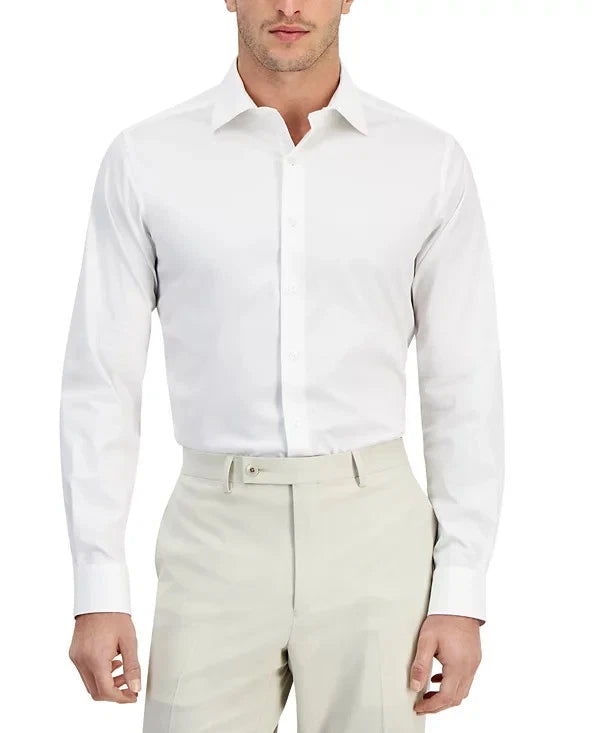 Alfani Men's Slim-Fit Solid Dress Shirt  Bright White 17/17.5 36/37 (No Tag)