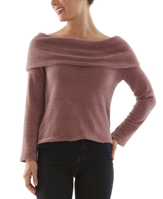 BCX Juniors' Foldover Off-The-Shoulder Sweater Color Camel Size M