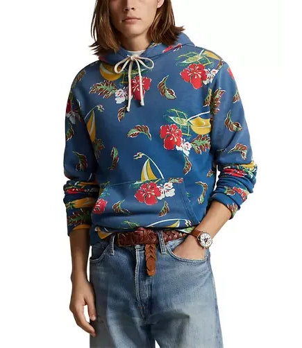Polo Ralph Lauren Men's Sailboat-Floral Fleece Fleece Hoodie  Azure Sail Size S (Reticket Tag)