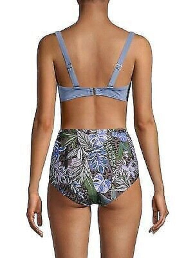 Calvin Klein Pleated Underwire Bikini Top  Color Earl Blue Shimmer Size L