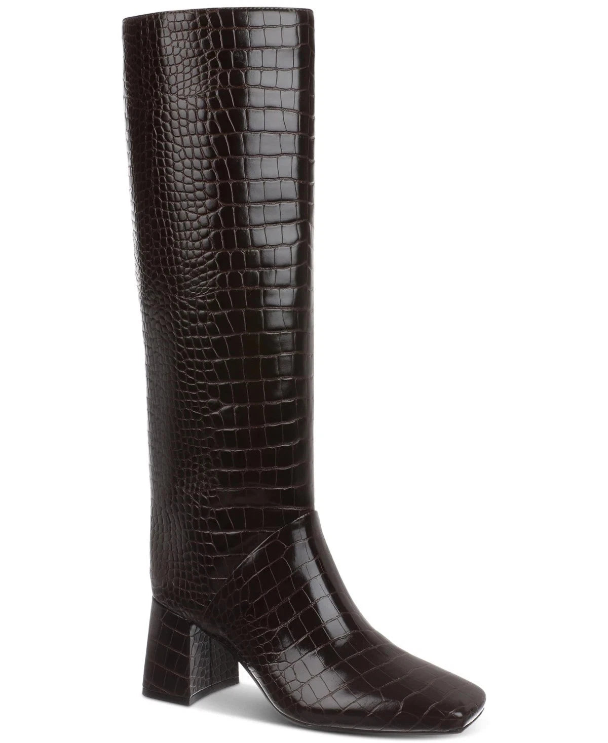 On 34th Women's Millerr Square-Toe Knee High Boots  Mahogany Croc Size 6