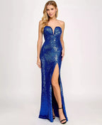Emerald Sundae Juniors Sequin V-Wire Mermaid Dress  Color Royal Size XS
