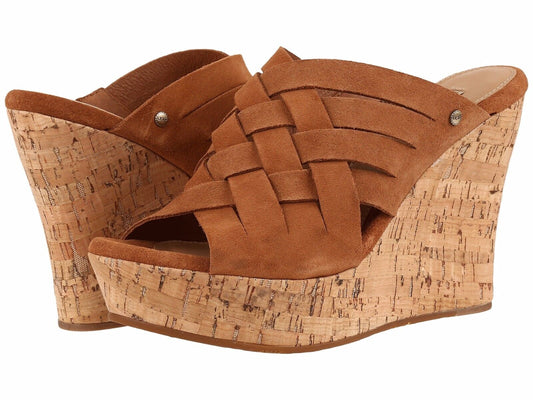 UGG Women's Marta High Wedge Sandal  Color Chestnut Size 12M