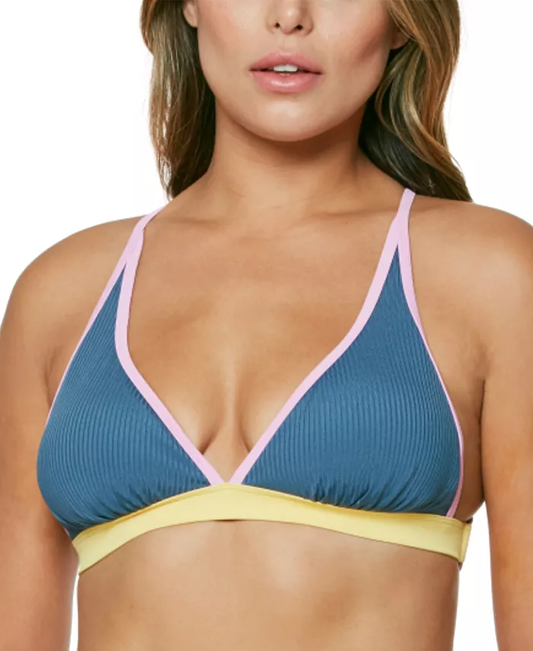 Jessica Simpson Women's X-Back Full-Support Triangle Bra Bikini Top  Color Navy Blue Size M