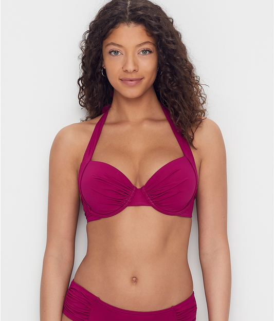 Tommy Bahama Pearl Solids Halter Bikini Swim Top  Color Cabernet Crush Size 34B