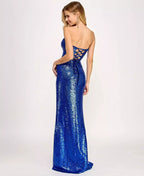 Emerald Sundae Juniors Sequin V-Wire Mermaid Dress  Color Royal Size XS