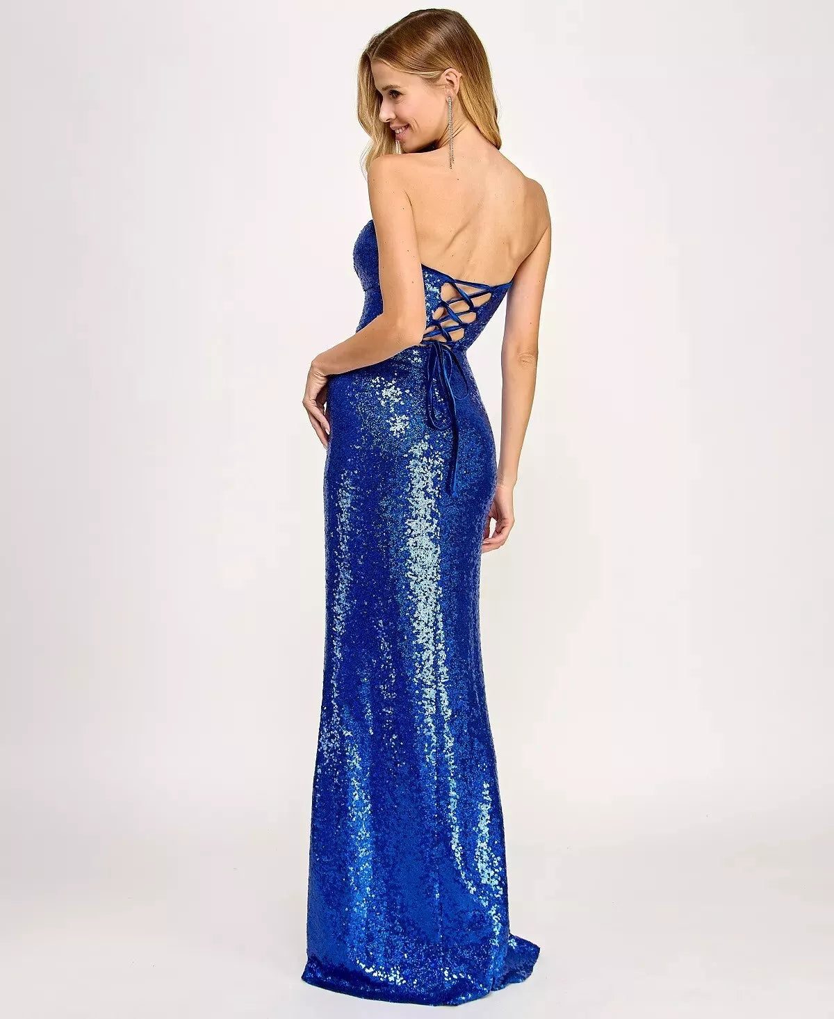 Emerald Sundae Juniors Sequin V-Wire Mermaid Dress  Color Royal Size XS