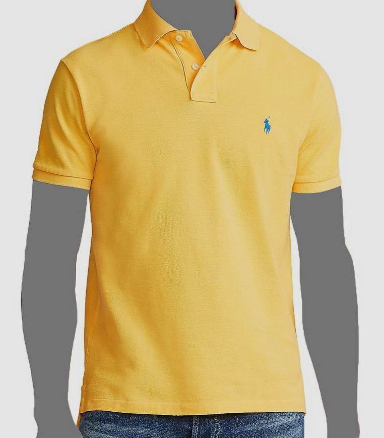 Polo Ralph Lauren Custom Slim-Fit Mesh Polo Shirt  Color Yellow Fin Size L