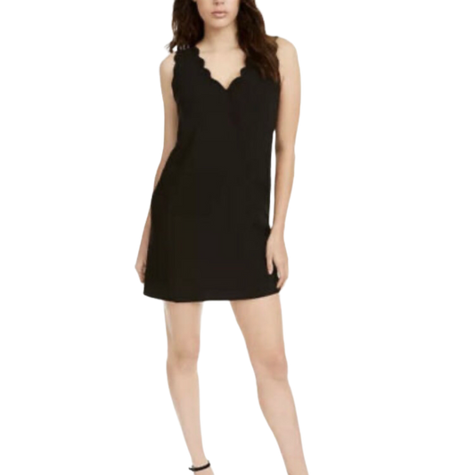 FoxieDox Women's Lina Scalloped A Line Dress  Color Black Size M