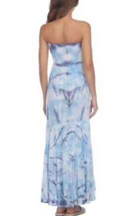 Raviya Plus Size Strapless Tiered Tie-Dyed Maxi Cover-up Dress  Color Sky Tie Dye Size 0X