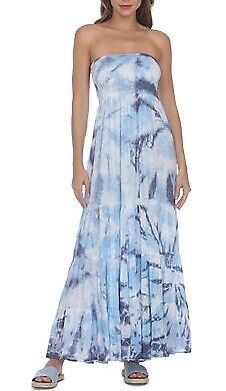 Raviya Plus Size Strapless Tiered Tie-Dyed Maxi Cover-up Dress  Color Sky Tie Dye Size 0X