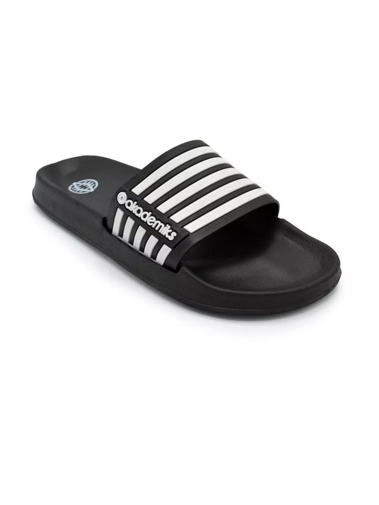 Akademiks Men's Stripe Slides  Color Black Size 10M