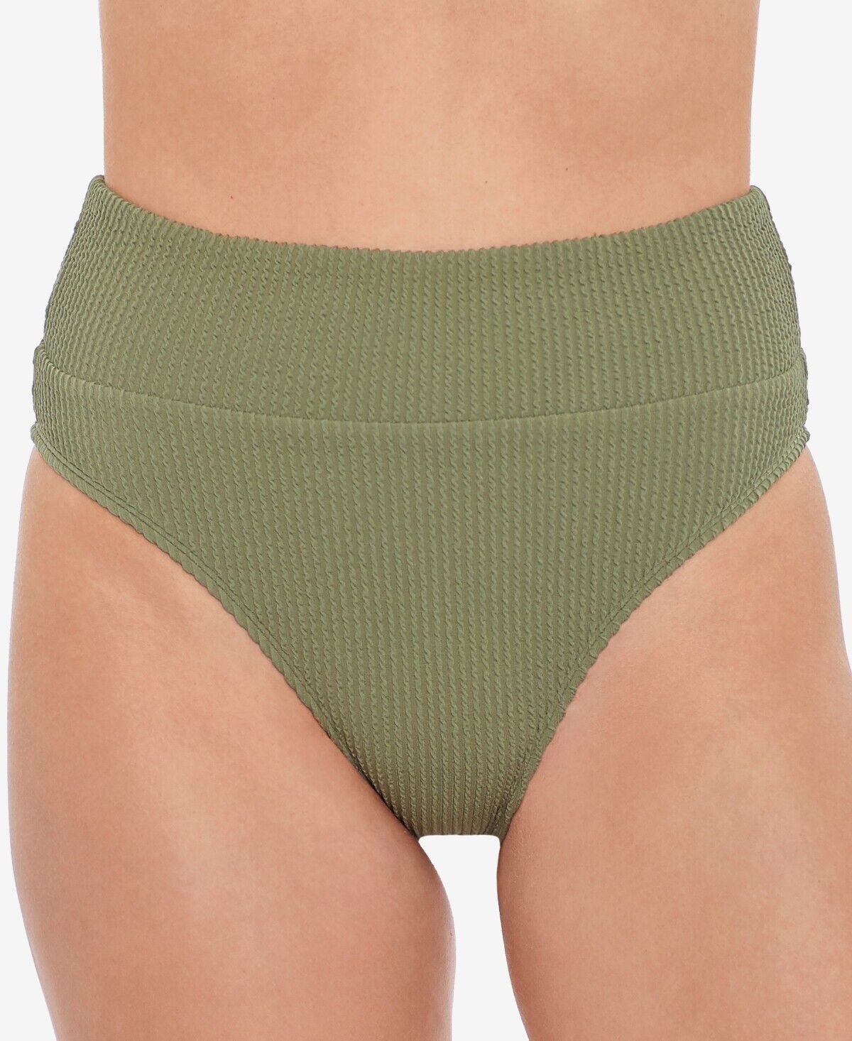 Salt Cove Juniors Sandy Rib High-Waist Bikini Bottoms  Color Olive Green Size XS