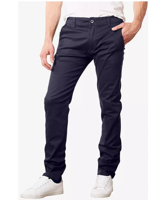 Galaxy by Harvic Men's Cotton Slim-Fit Casual Stretch Pants  Navy W36xL32