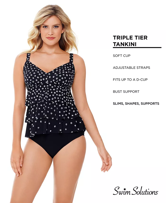 Swim Solutions Galactica Printed Tiered Tankini Top  Galactica Size 8