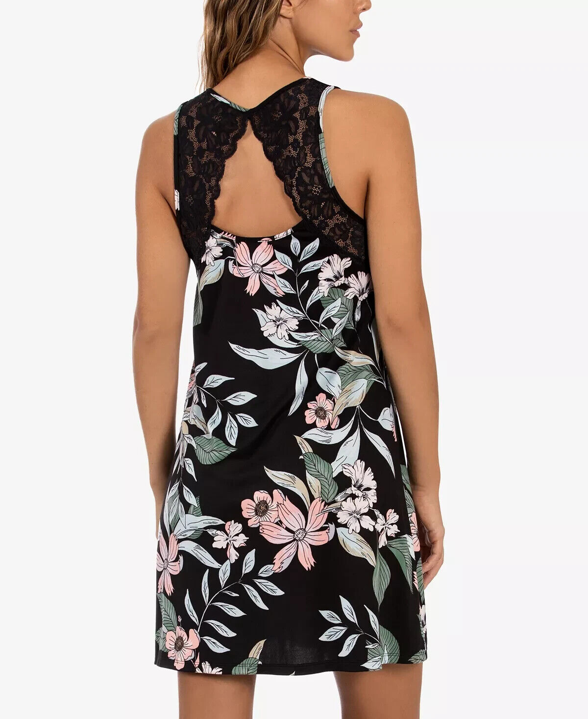 Linea Donatella Women's Vivienne Lace-Back Cutout Nightgown  Color Black Size M