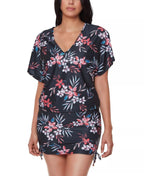 Bar III Tropical Escape Floral-Print Cover-Up  Color Black Multi Size XS