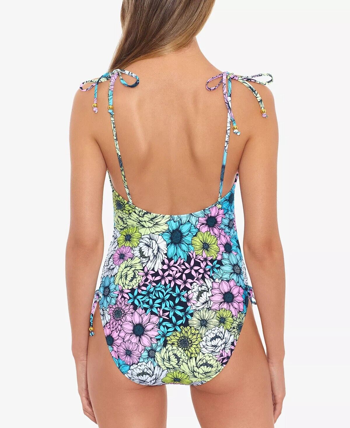 Salt Cove Juniors Blossomed Side-Shirred One-Piece Swimsuit  Multicolor Size M