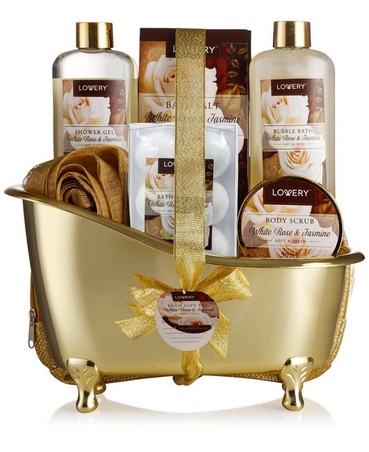 Lovery 8 Piece White Rose Jasmine Bath Set