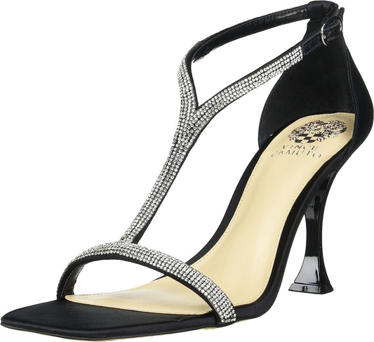 Vince Camuto Sorthand Heeled Dress Sandal   Color Black Satin Size 9.5M