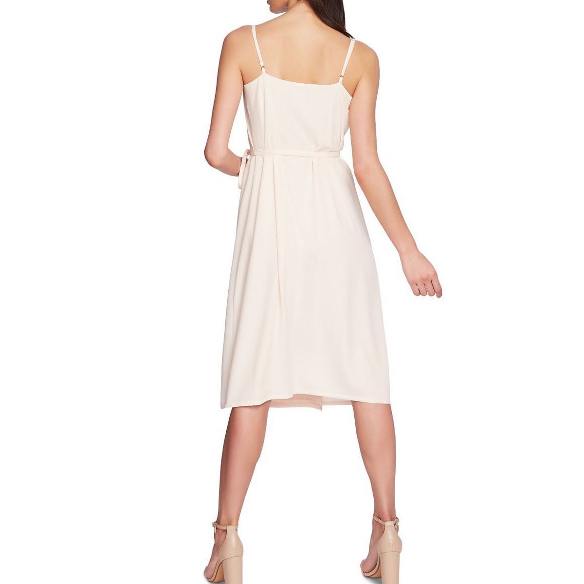 1.STATE Spaghetti Strap Flounce Wrap Dress  Pink Blush Size 8