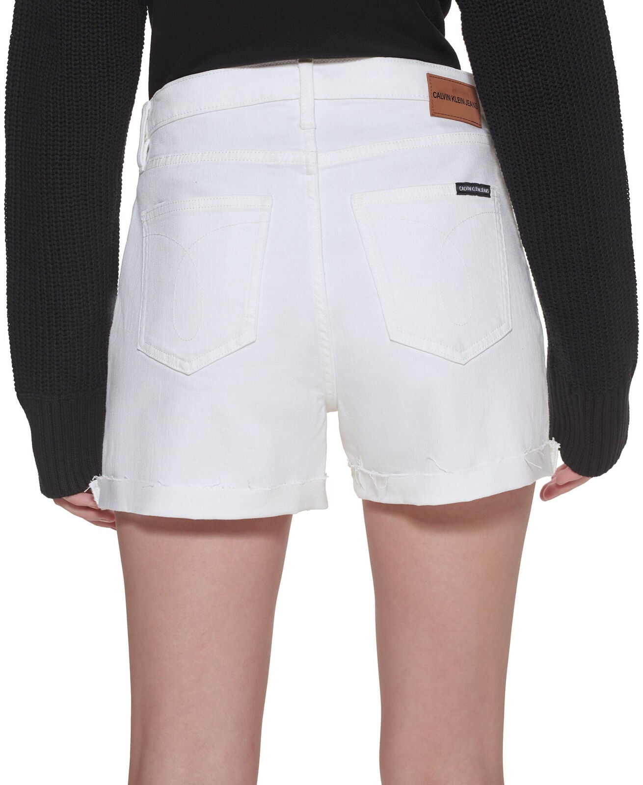 Calvin Klein Jeans Women's Frayed Cuffed Denim Shorts  Color White Size 32